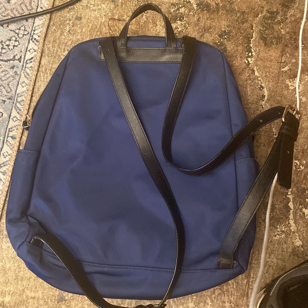 Kate Spade Wilson Road Navy Nylon Black Leather Large Bradley Backpack - Picture 5 of 6